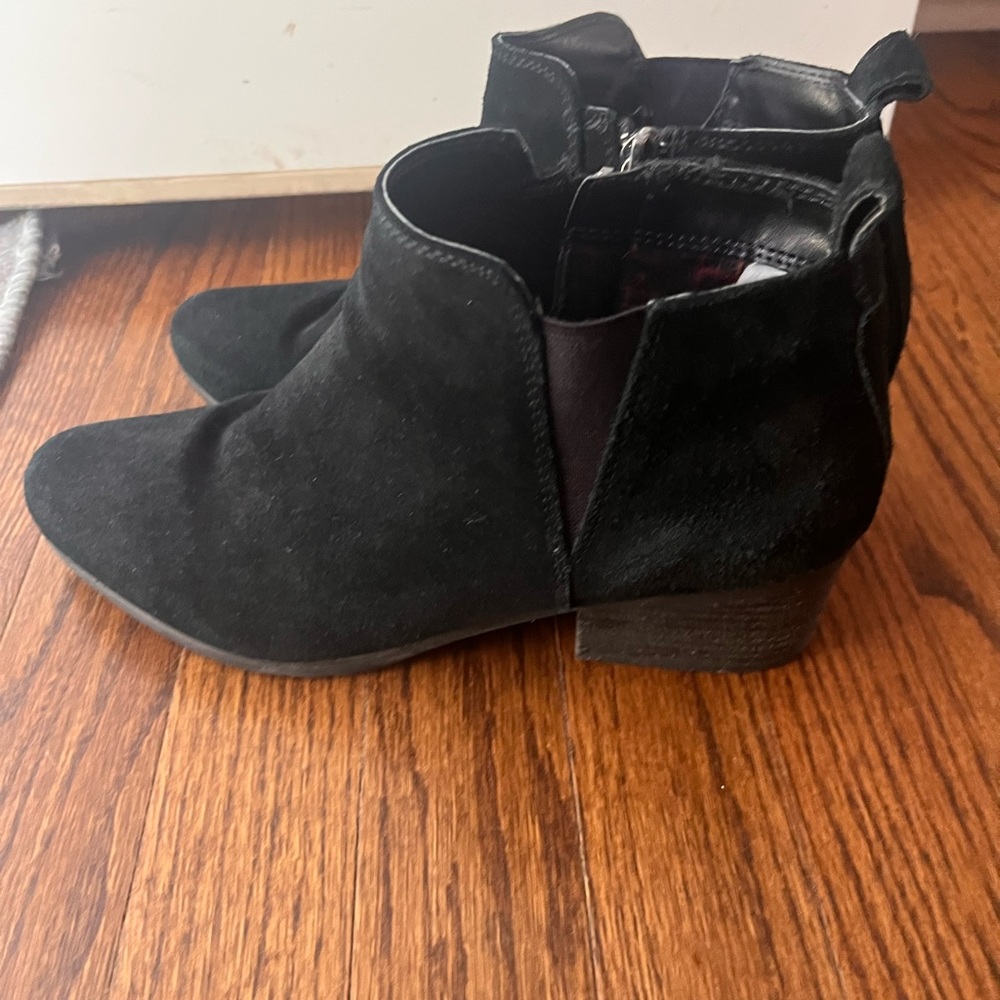 Blondo “Valli” black suede booties.